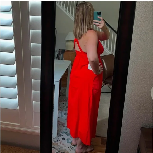 A New Day Tomato Red Sleeveless Criss Cross Back Dress Size Small - Picture 5 of 8